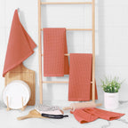 Homaxy 100% Cotton Waffle Weave Kitchen Dish Towels, Ultra Soft Absorbent Quick Drying Cleaning Towel, 13 x 28 Inches, 8-Pack, Coral