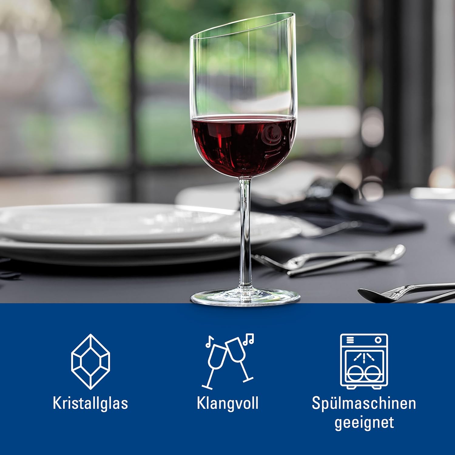 Villeroy & Boch New Moon Set, 4 Pieces, Elegant, Modern Red Wine Day Use, Crystal Glass, Transparent, Dishwasher Safe