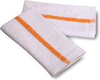 120 PC New Cotton Blend White Restaurant Bar Mops Kitchen Towels (10 Dozen ) (120, Gold Stripe), 32 Oz