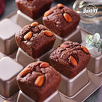 Brownie Cake Pan, 9-Cavity Non-Stick Square Muffin Pan Blondie Bakeware for Oven Baking (Champagne Gold)