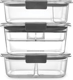 Rubbermaid Brilliance BPA-Free 3 Set Food Storage Containers with Lids, Removable Trays, Airtight, Leak-Proof, Ideal for Meal Prep, Lunch, and Leftovers