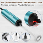 Rechargeable Milk Frother Handheld Electric Frother Wand Milk Foamer Drink Mixer for Coffee, Lattes, Cappuccino, and Egg, Stainless Steel for Travel-Light Blue