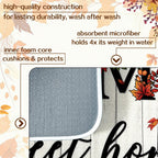 Autumn Fall Drying Mat Kitchen Countertop Pumpkin Black And White Check sweet Home 18 X 24 Inch Kitchen Coffee Bar Decoration, Absorbent Drying Mat