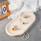 Koville Marble Vanity Tray for Decor, Natural Bathroom Tray for Bathroom Countertop, Stone Decorative Trays for Dresser Organizer, Storage Trays for Perfume, Jewelry Holder(Beige Yellow)