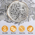 Twisweet Silver Rods Sprinkles, Edible Sugar Sprinkles for Cake Decorating, Candy Rods for Baking Cake Topper Ice Cream Cupcake Cookie Donut Decorations, Wedding Valentines Birthday Party Christmas Easter Supplies (130g/4.58oz)