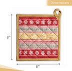 Maison d' Hermine Pot Holders Set 100% Cotton Heat Resistant Potholders 8" x 8" Hot Pads with Loop BBQ, Cooking, Baking, Grilling, Kitchen, Handling Hot Pans (Pack of 2, Sofia)