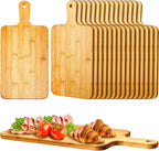 Nuenen 30 Pcs Wood Cutting Board with Handle 15.7 x 7.8 Inch Acacia Bamboo Wooden Serving Kitchen Chopping Boards for Pizza, Bread, Cheese, Charcuterie, Fruit, Vegetables (Bamboo)