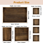 Rustic Wooden Serving Trays with Handle, Serving Platters, Charcuterie Board Set of 7 Nesting Food Trays for Serving Food, Home Decor, Breakfast, Coffee Table, Bed Tray, Picnic