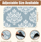 Dish Drying Mat Blue Damask Floral Coffee Bar Mat for Countertop Absorbent Rubber Backed Hide Stain Dish Drainer Rack Pad Coffee Maker Espresso Machine Dining Room Decoration 11.8 x 19.7 Inch