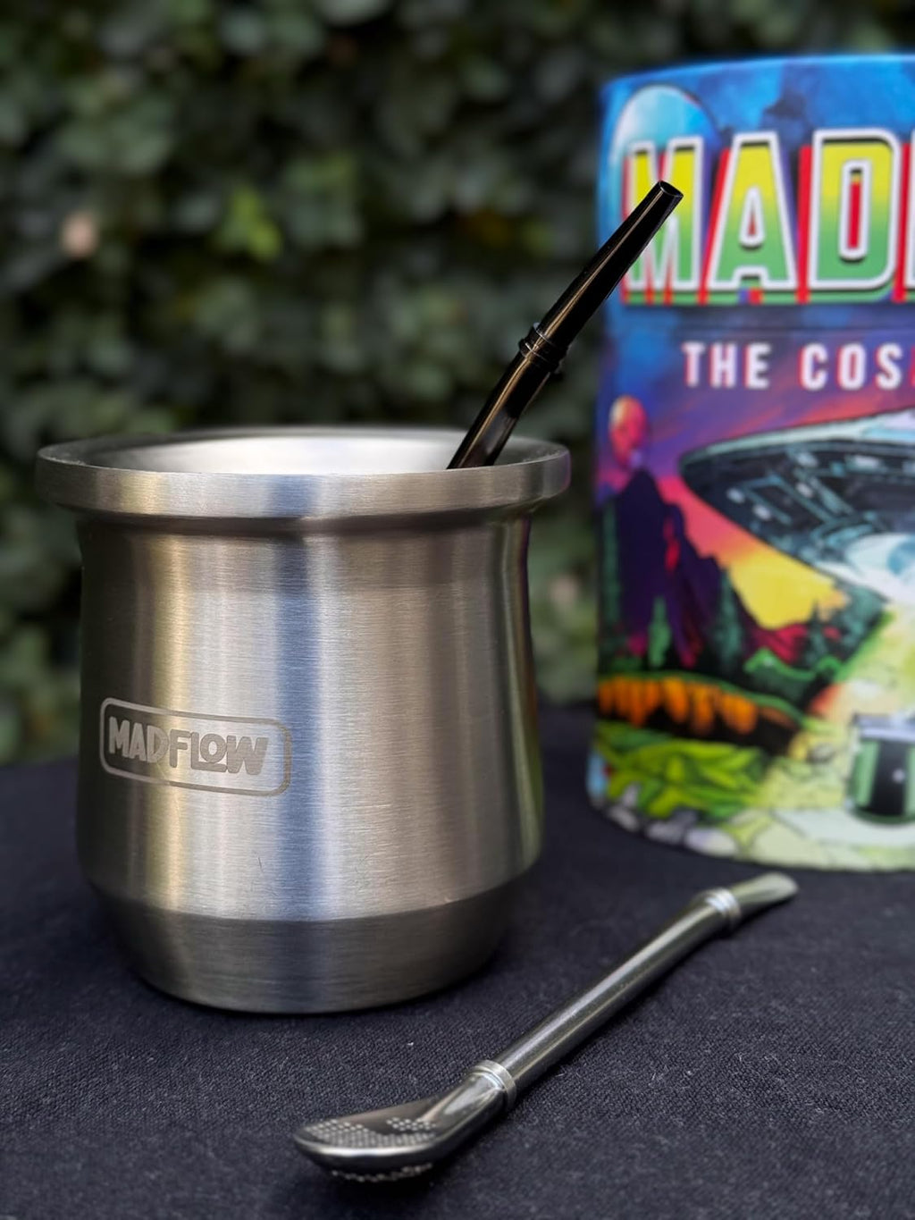 MADFLOW Yerba Mate Cup. Stainless Steel Mate Cup with 2 Bombillas. Double Wall Vacuum Insulated Yerba Mate Gourd. Unique Mate Cup And Bombilla Set