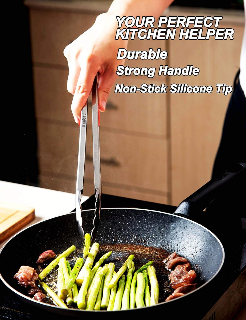 Anaeat Premium Sturdy Barbecue Tongs for Kitchen Grill & BBQ - 7,9,12 Inch Non-Slip Stainless Steel Locking Tongs Heat Resistant for Grilling, Cooking, Turning and Barbecue