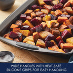 Rachael Ray Nonstick Bakeware Set with Grips, Nonstick Cookie Sheets / Baking Sheets - 3 Piece, Gray with Sea Salt Gray Grips