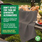 Flour Sack Dish Towels for Kitchen Set of 6 (28"x28") 100% Cotton Bread Dough Proofing Highly Absorbent Hand Towel, Thick Baking Cloth for Baguettes, Ciabatta, Pastry Reusable Tea Towels - Charcoal