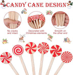 Sliner 120 Pcs 6 Inches Christmas Wooden Coffee Stir Sticks Stripe Candy Coffee Stirrers Disposable Drink Stirrers Candy Beverage Mixer with Round Ends for Cocktail Hot Drinks Party Supplies