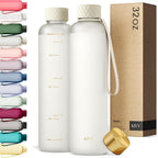 KIVY Slim Water Bottle 32oz [Lightweight & Shatterproof] Fits Cupholder & Backpack - Dishwasher safe water bottle no straw - Cute aesthetic water bottles screw top - Bpa free, Gold, White water bottle