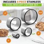 Spring Chef Large Dough Blender & Biscuit Cutter Set, Heavy Duty Stainless Steel Professional Pastry Cutter, Soft Grip, Black