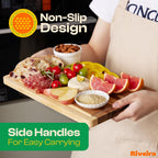 Riveira Acacia Wood Cutting Board – Gourmet Acacia Grandeur: 15 x 10 Wooden Cutting Board – Natural Wooden Cutting Boards For Kitchen Decorative – Innovative Juice Grooves Acacia Wooden Chopping Board