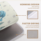 Winter Dish Drying Mat Winter Snowman Large Kitchen Mats Dish Drying Pad Blue Snowman Pine Tree Absorbent Dish Dryer Mat for Kitchen Countertops Microfiber Drainer Pad Dish Drying Mats (18x24 in)