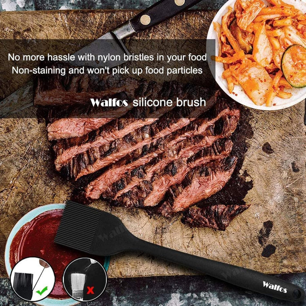 Walfos Silicone Basting Pastry Brush, Heat Resistant Pastry Brush, Perfect for Oil Butter BBQ Grill Baking Kitchen Cooking, Strong Steel Core and One-Pieces Design, BPA Free and Dishwasher safe (10")