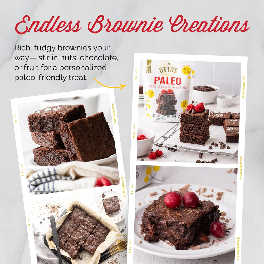 Otto's Naturals Grain-Free Paleo Double Chocolate Brownie Mix, 11.1 Oz., Top 9 Allergen-Free, Versatile for Baked Treats, Made with Organic Cassava Flour, Gluten Free, Non-GMO, Vegan, Plant-Based