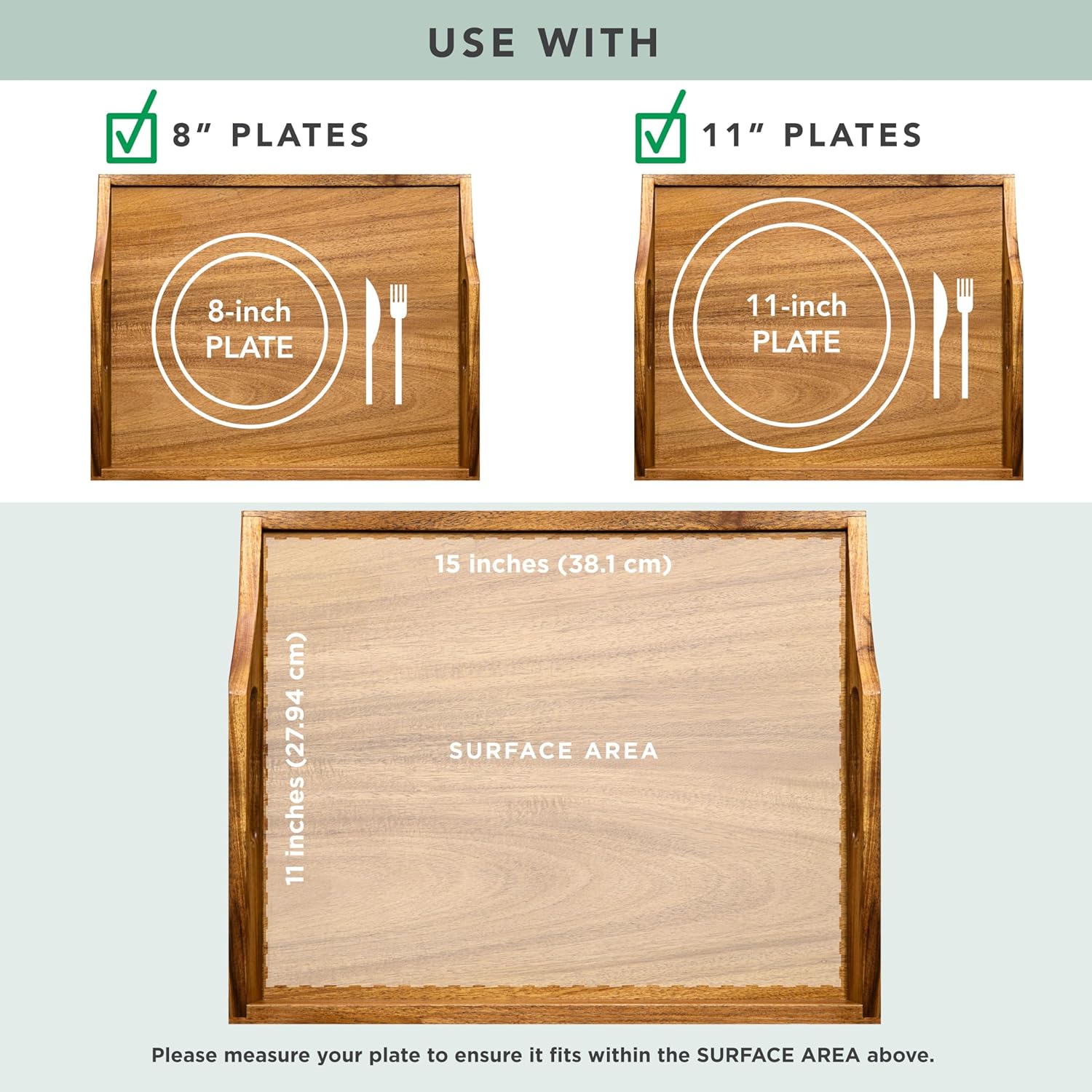 ROSSIE HOME Acacia Wood Bed Tray, Lap Desk with Detachable Cushion, Serving Tray - Natural - Fits up to 15.6 Inch Laptops - Style No. 76106