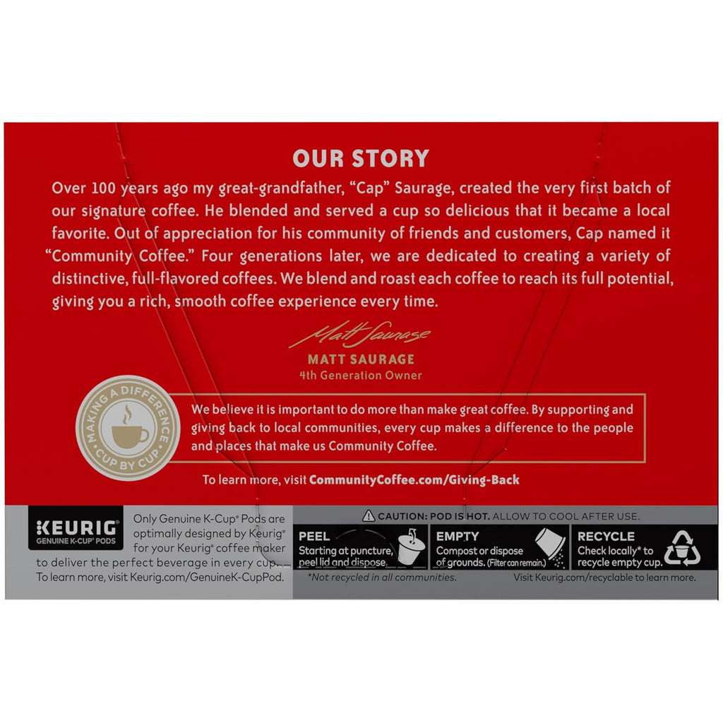 Community Coffee Signature Blend, Dark Roast Single-Serve Keurig K-Cup Pods, 12 Count (Pack of 1)