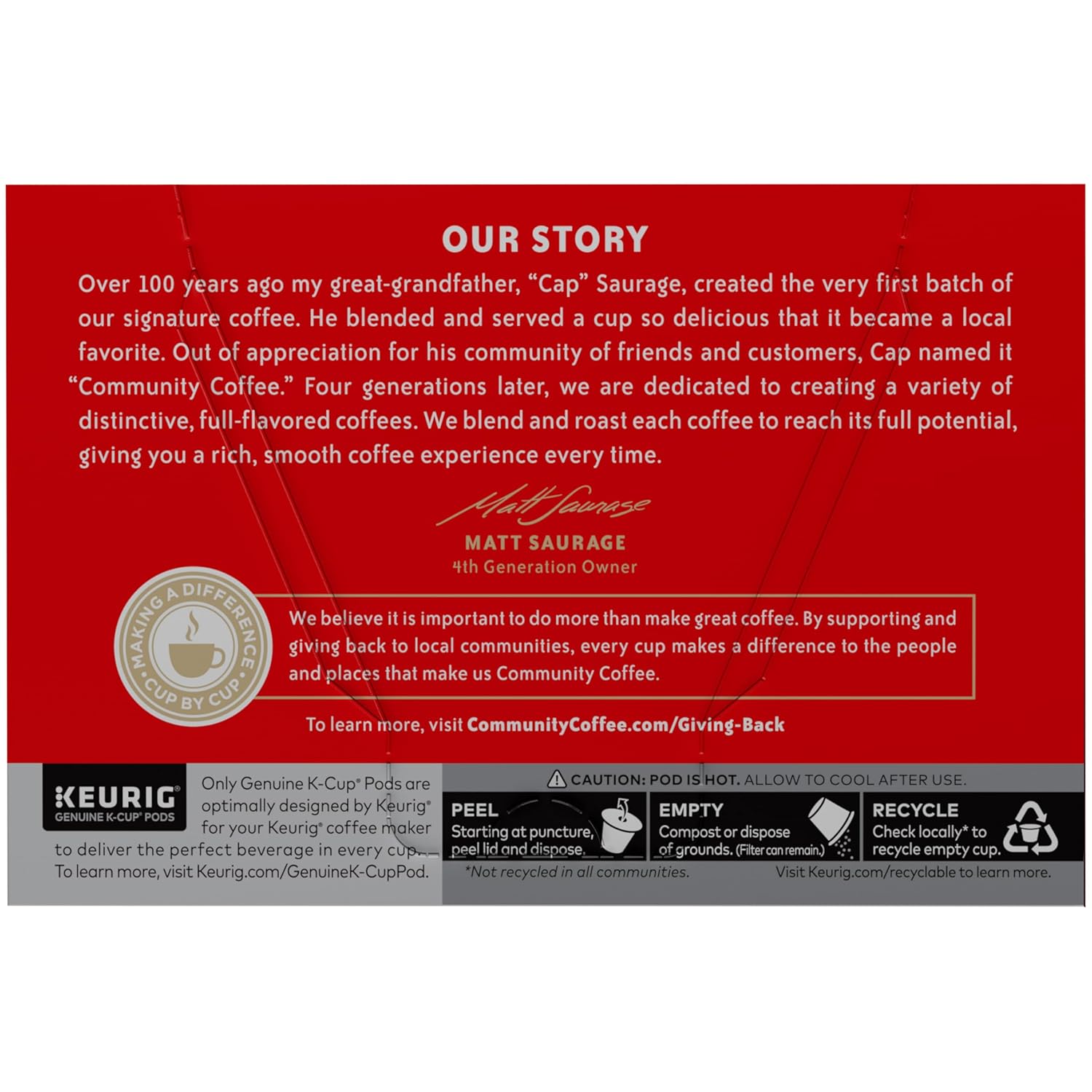 Community Coffee Signature Blend, Dark Roast Single-Serve Keurig K-Cup Pods, 12 Count (Pack of 1)