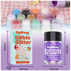 Purple Edible Glitter - 5g Food Grade Cake Decorating Shimmering Glitter, Edible Sprinkle Luster Dust for Drinks, Chocolates, Fondant, Strawberries, Cupcakes, Candy, Cookie - Vegan