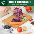 Homaxy Organic Bamboo Cutting Boards for Kitchen, 15"x10" Wooden Medium Cutting Board with Juice Groove and Handles, Charcuterie Butcher Block Wood Serving & Chopping Board - Pre Oiled