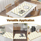 Dish Drying Mat for Kitchen Counter, 16.5’’ X 27.6’’ Checkered Large Coffee Station Mat, Super Absorbent Fit Under Coffee Maker Pad, Espresso Machine Mats, Drainer Mat Easy Clean, Beige & White