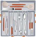 Expandable Large Silverware Organizer - BPA-Free Food-Safe Kitchen Utensil Drawer Organizer, Adjustable 4-7 Deeper Slots Cutlery Tray for Forks Knives, Kitchen Organizers and Storage Solution