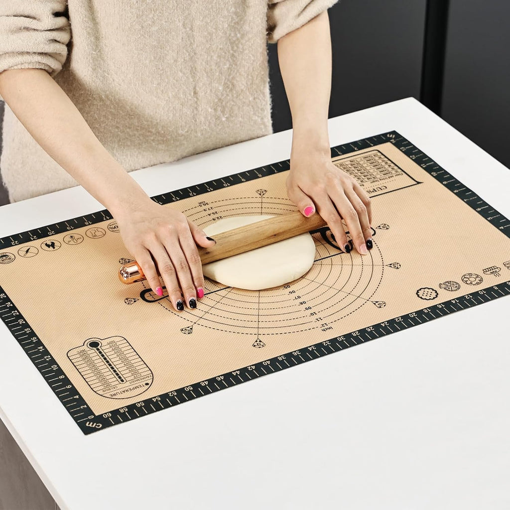 Cook's Aid Silicone Pastry Mat Extra Large with Measurements 26''x16'' for Reusable,Non-slip Silicone Baking Mat, Counter, Dough Rolling, Oven Liner,Fondant/Pie Crust,Dark Gray