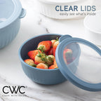 COOK WITH COLOR Prep Bowls with Lids- Wide and Deep Nesting Plastic Small Mixing Bowl Set with Lids, 8 Piece Set - Wide Bowls, Blue/Grey