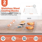 Stainless Steel Cooling Racks Set of 2, Homikit 11.6”*9.1” Heavy Duty Wire Baking Rack for Cooking Roasting Grilling Bacon Cake Cookies, Non Toxic & Rust Free