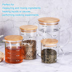 PATIKIL 1000ml Glass Measuring Cup, 3.3 Borosilicate Glass Graduated Black Printed Scale Liquid Measure Cups Beaker with Wood Lid and V-Shaped Spout for Kitchen