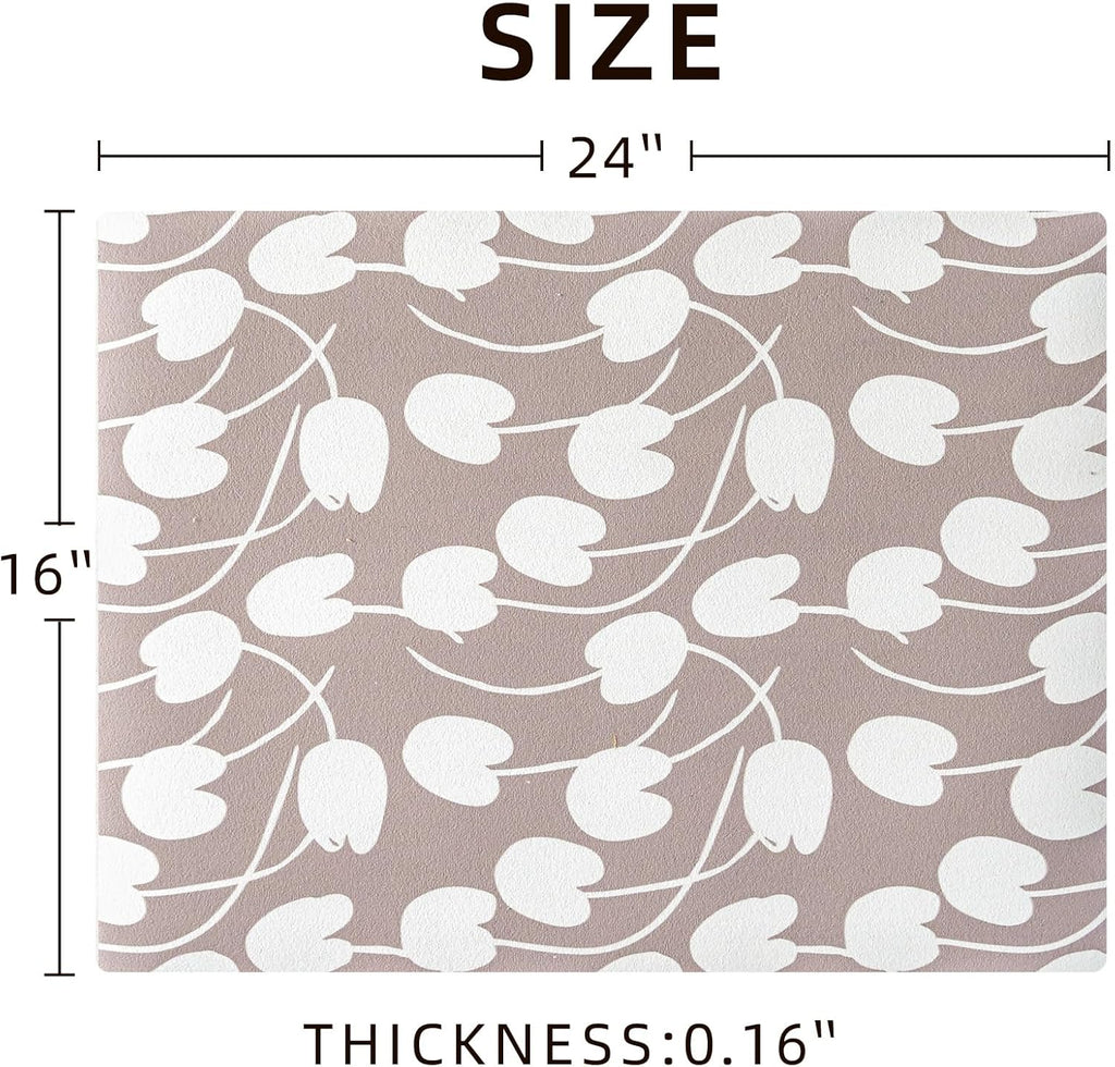 Dish Drying Mat Absorbent Coffee Mat Rubber Backed Soft Silicone Kitchen Counter Mats for Home Kitchen Bathroom Coffee Bar (Tulip, 16 x 24 Inches)