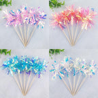 30 Pieces Happy Birthday Cake Toppers Foil Firework Cupcake Toppers Sparkle Tinsel Flower Drink Stirrers for Cake Decoration Party Supplies