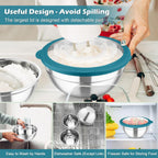 TeamFar Mixing Bowls, 3PCS Stainless Steel Serving Salad Bowls with Lids & 3 Graters, For Kitchen Mixing/Baking/Storing/Prepping, Visible & Airtight, Easy Clean - 4.5/3 / 1.5 QT, Dark Blue