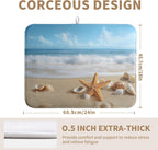 Summer Ocean Beach Blue Dish Drying Mat Sea Shell Starfish Large Kitchen Mat Dish Drying Pad Absorbent Dish Dryer Mat for Kitchen Countertops Microfiber Drainer Pad Dish Drying Rack Mat (18x24 in)