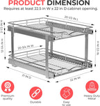HOLDN’ STORAGE Two Tier Pull Out Cabinet Organizer, Individual Sliding Drawers - Heavy Duty Metal with Lifetime Limited Warranty - Anti Rust Chrome Finish - 22" W x 21”D x 16.5" H