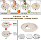 TeamFar Mixing Bowls, Stainless Steel Nesting Salad Bowl with Lids & 3 Graters, For Kitchen Cooking Serving Prepping, Airtight & Non-Slip, Size 4.6/3.5/2/1.5/1/0.7 QT, Set of 5 & Khaki