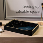 Black Leather Valet Tray for Men| Mens Valet Catch All Trays| Bedside Organizer for Nightstand| Cologne Tray for Men| Desk Trays