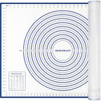 Silicone Pastry Mat Extra Thick Large Non Stick Baking Supplies Kitchen Counter Cooking Rolling Dough Sheet Pie Crust Sourdough Bread Oven Liner with Measurement (XXL-24''(W)*32''(L), 2#Blue)