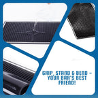 Premium Rubber Bar Mats for Countertop 18" x 12" White Edge Black Bar Mats for Bartending, Bar Service Mat, Home Bar, Coffee Mat Spill Matt (1 Piece)