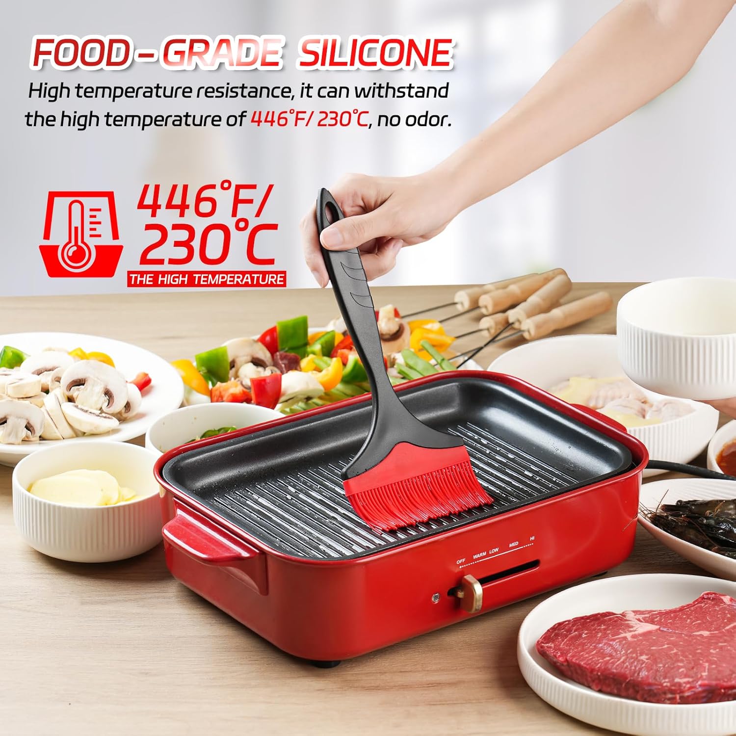 Large Silicone Basting Pastry Brush - 3.95inch Extra Wide Silicone Basting Brush for Grilling,Heat Resistant Brushes Spread Oil Butter Sauce for Cooking Baking BBQ,Dishwasher Safe,Set of 2