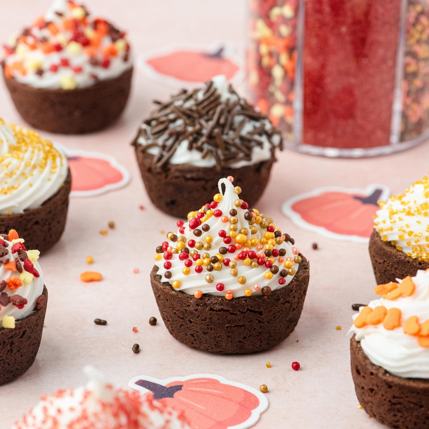 Sweets Indeed Sprinklefetti Fall 6-Cell Sprinkle Jar – 6 Assorted Fall Sprinkles (Pumpkins, Leaves, Sugar Crystals, Nonpareils, Jimmies) | Cupcake & Cake Decorations | 6.45 oz