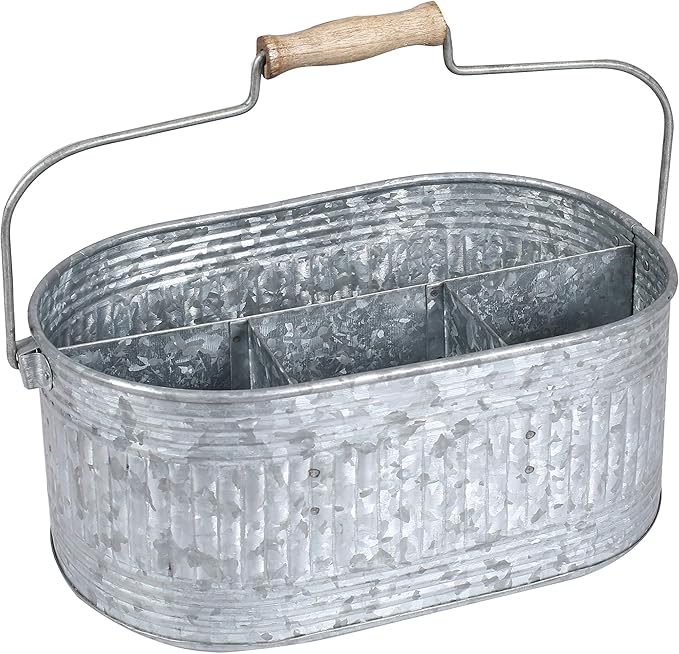 Alpha Living Home Farmhouse Utensils Caddy, Antique Gray, 18.5 x 14.5 x 3 in