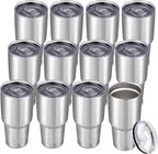 30 oz Tumbler with Lid Stainless Steel Tumblers Bulk Vacuum Insulated Cup Reusable Powder Coated Travel Mug Double Wall Leak Proof Cups Keep Cold Drinks for 12 Hours Stainless, Set of 12