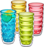 Amazing Abby - Arctic - 24-Ounce Insulated Plastic Tumblers (Set of 4), Double-Wall Plastic Drinking Glasses, Mixed-Color High-Balls, Reusable Cups, BPA-Free, Shatter-Proof, Dishwasher-Safe