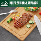 Homaxy Organic Bamboo Cutting Boards for Kitchen, 15"x10" Wooden Medium Cutting Board with Juice Groove and Handles, Charcuterie Butcher Block Wood Serving & Chopping Board - Pre Oiled
